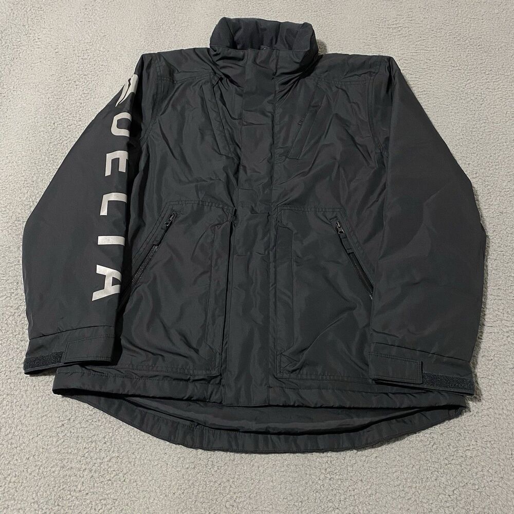 Delta Airlines Lands End Jacket Mens Medium Gray Ramp Insulated Hooded Coat